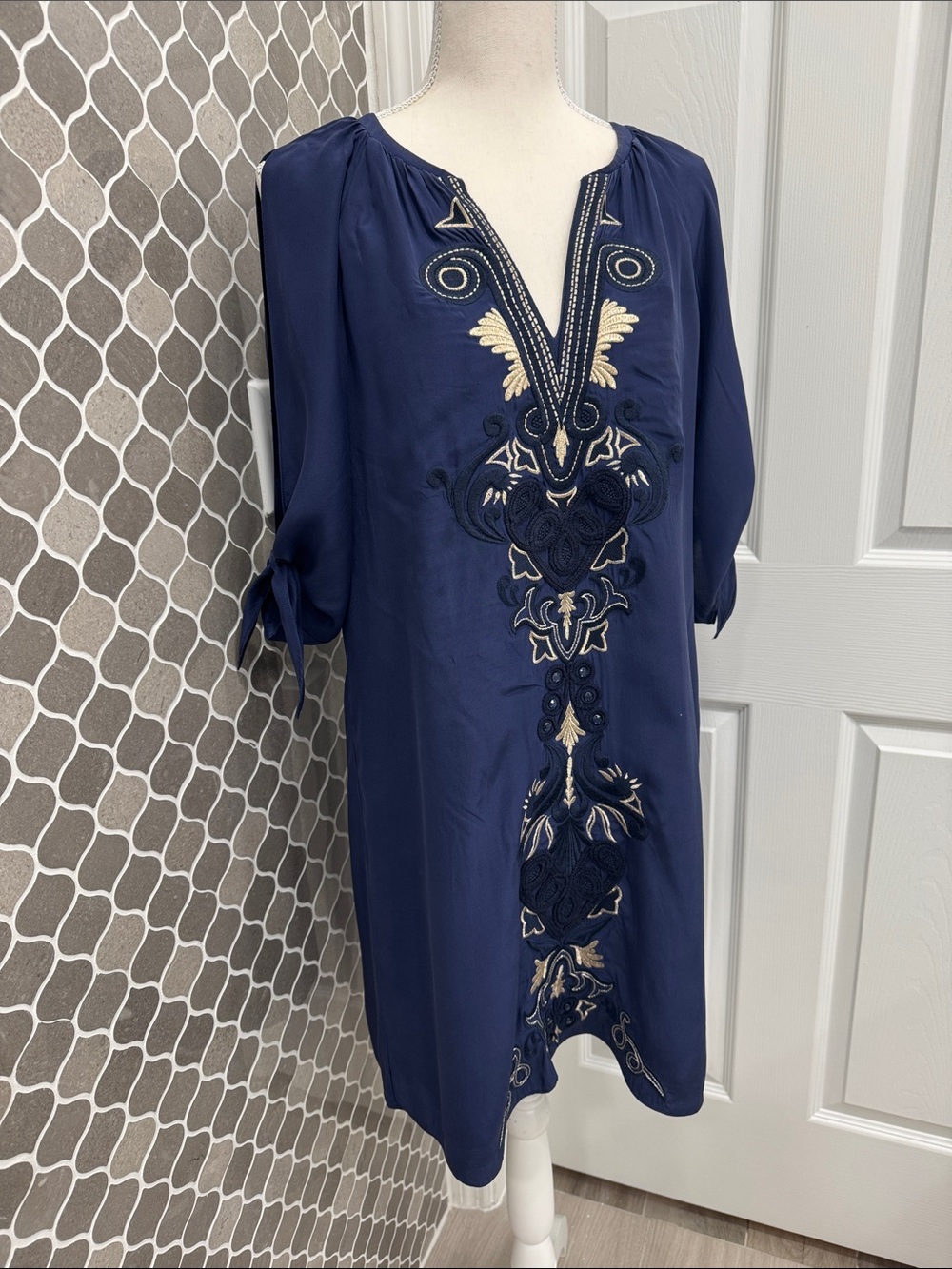 Lilly Pulitzer Navy Blue Embroidered Tunic Dress